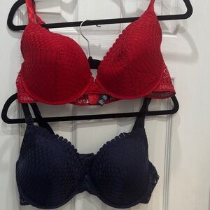 Nautica Red and Navy Lace Bras